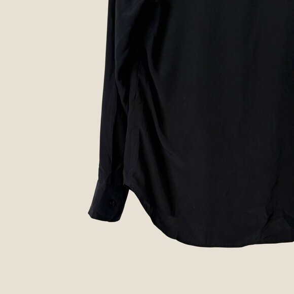 Lauren Ralph Lauren 100% Silk Button Down Black Blouse Size 4 - Picture 13 of 13
